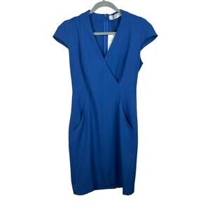 NWT MM Lafleur Felisa 3.0 Sheath Dress Size 4 Blue Career Work Knee Length
